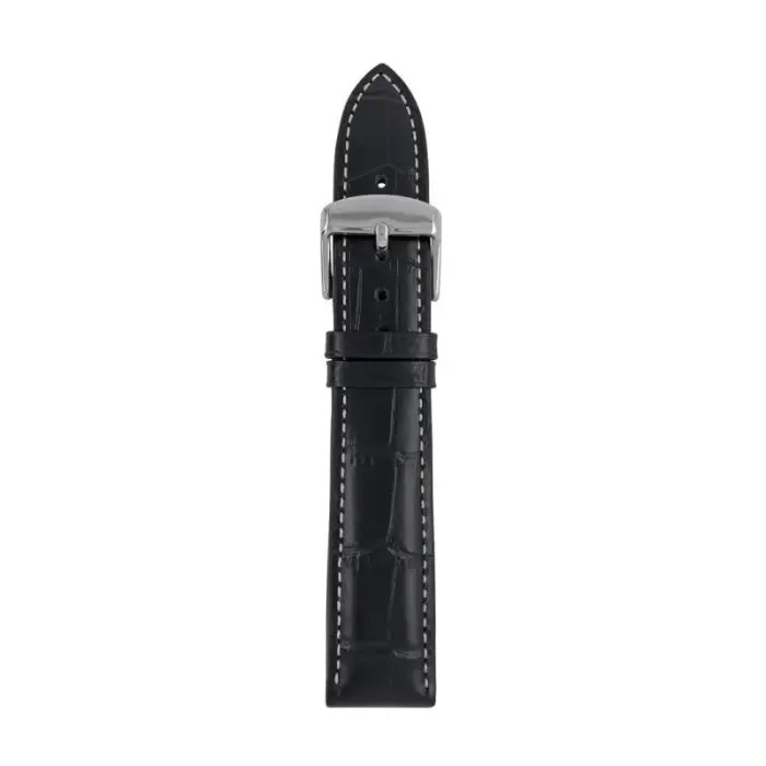 Zeppelin black leather strap, 20 mm