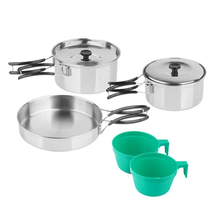 Mil-Tec Camping Cookware Set for Two Persons, Steel
