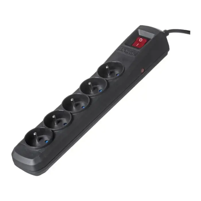 Activejet surge-protected power strip 5gn/5m/cz (10A; 2300W), 5m; black