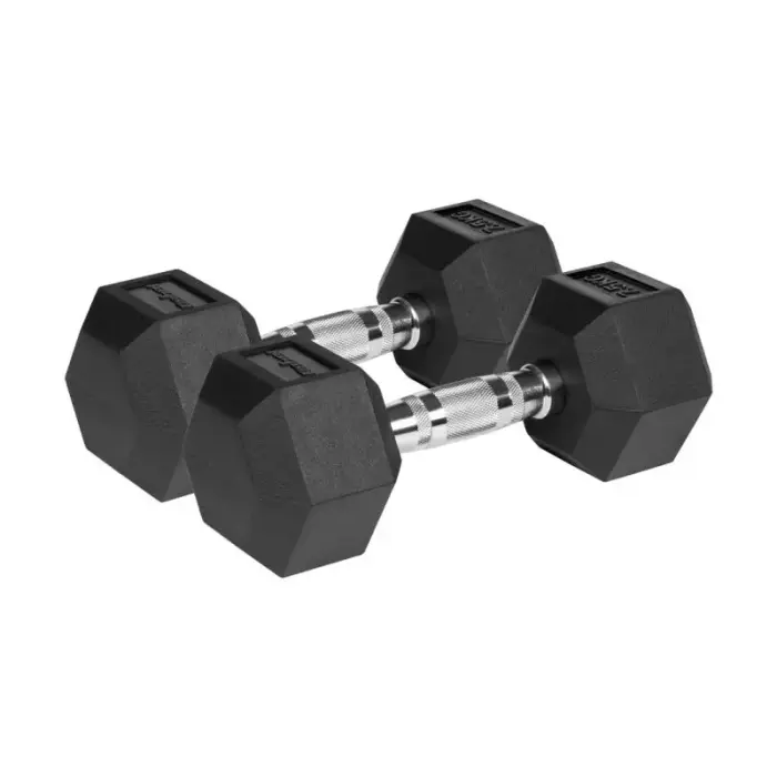 Чугунные гантели с резиновым покрытием HEX 2x7,5 кг REBEL ACTIVE