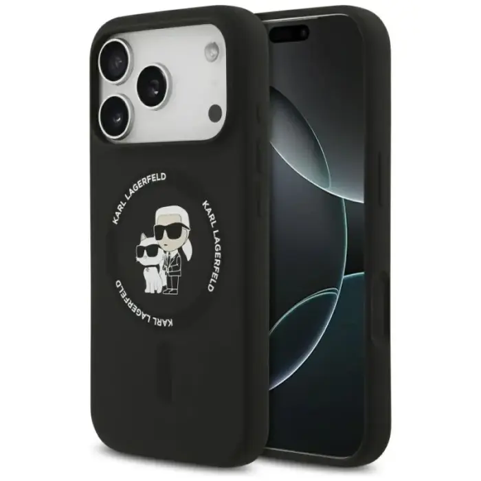 Чехол Karl Lagerfeld Silicone Karl&Choupette Ring MagSafe для iPhone 17 Pro Max - Черный