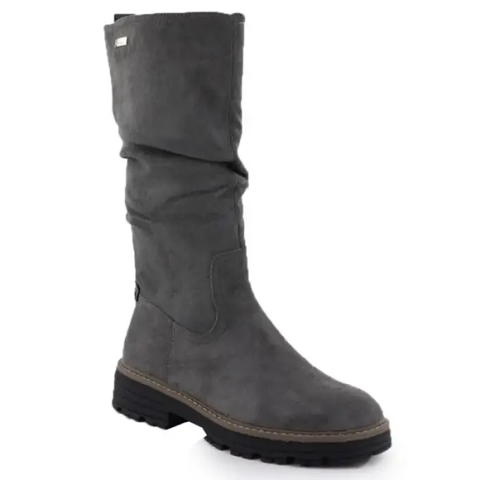 Women’s warm-lined ruched grey boots M.Daszyński SA259-3 - Buty: 41