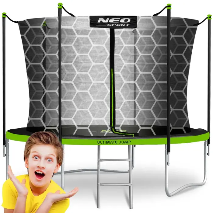Neo-Sport 8ft/252cm dārza batuts ar iekšējo tīklu un kāpnēm