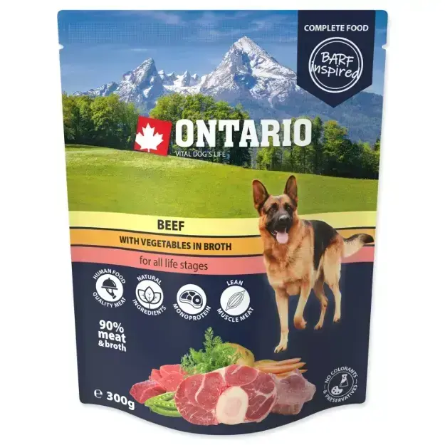 Ontario Dog Canned Food - Beef with Vegetables in Broth, 300g