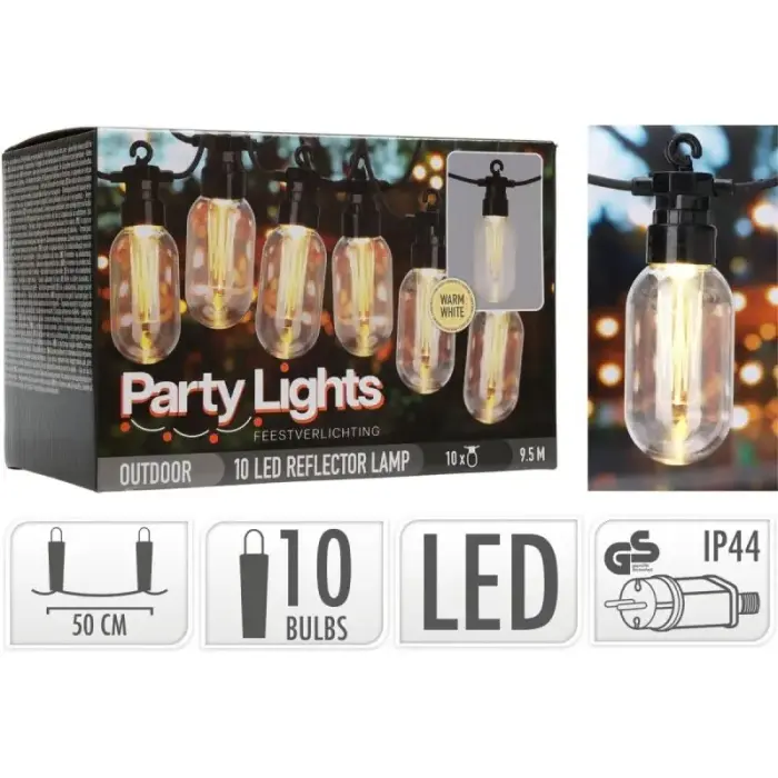 Sodo vakarėlio šviestuvas 10LED Edison