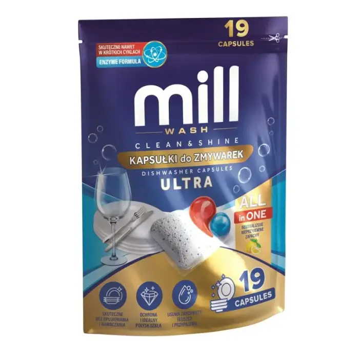 MILL CLEAN&SHINE ULTRA nõudepesumasina kapslid 19 tk