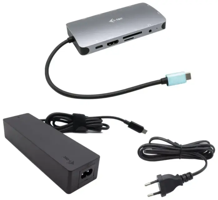 i-tec dokijaam USB-C Metal Nano Dock HDMI/VGA with LAN + Power Delivery 100W + laadija 100W (bundle)