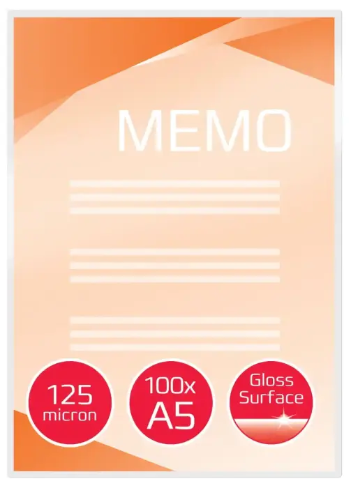 GBC laminēšanas kabatiņas, A5, 154x216 mm, 125 mikroni, 100 gab./iepakojumā
