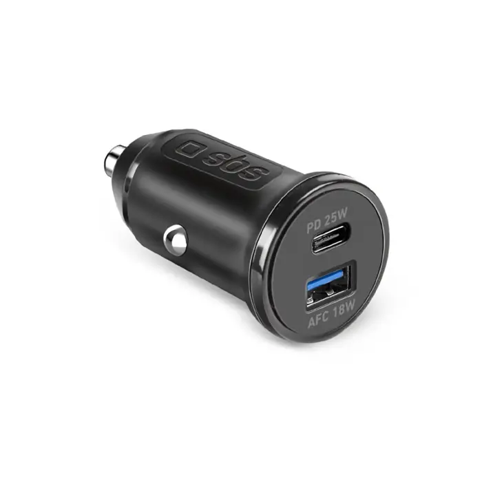 Автомобильное зарядное устройство SBS Power Delivery USB-A USB-C 25W - Черное