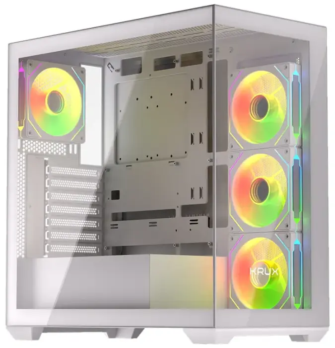 Krux PC Case Exo / ATX / 4x120mm RBG fan / 2xUSB 2.0 / USB-C / tvrzené sklo / white