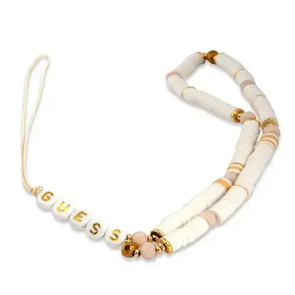 Guess GUSTPEARW Telefona Siksniņa - White Heishi Beads