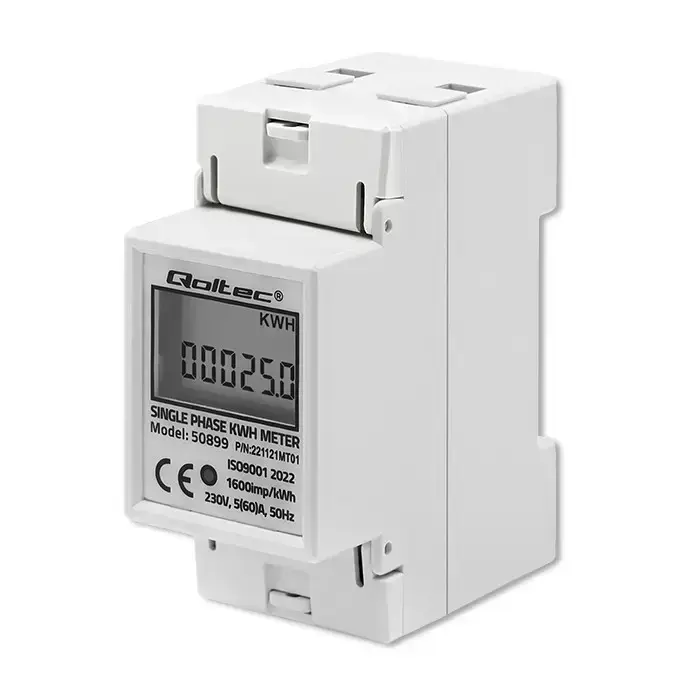 Qoltec Single-phase Electronic Energy Consumption Meter | 230 V | LCD | 2P | DIN Rail