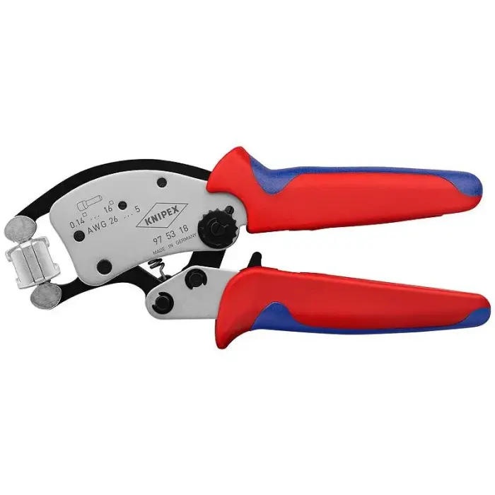 Knipex Twistor16 knaibles gofrēšanai – melnas / zilas / sarkanas / sudraba