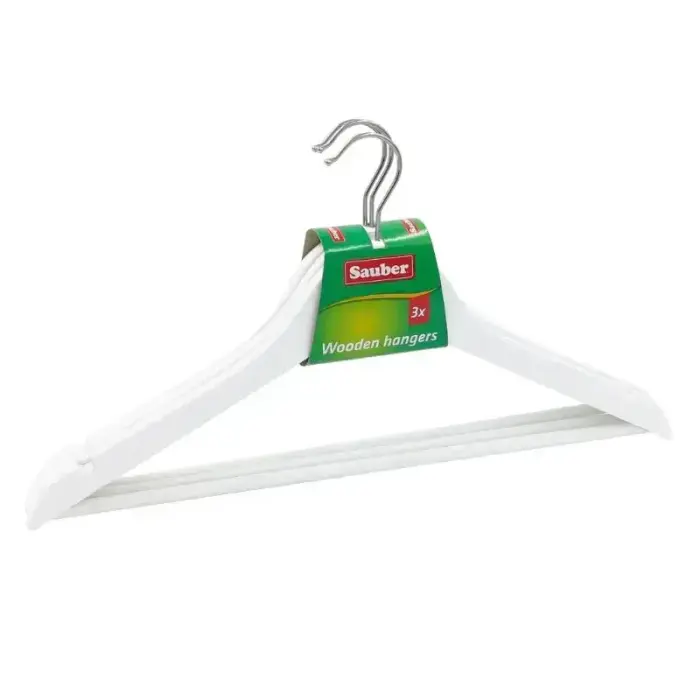 Wooden clothes hangers, 3 pcs, white