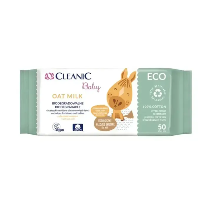 Mitrās salvetes zīdaiņiem Cleanic Baby Eco Oat Milk 50 gab.