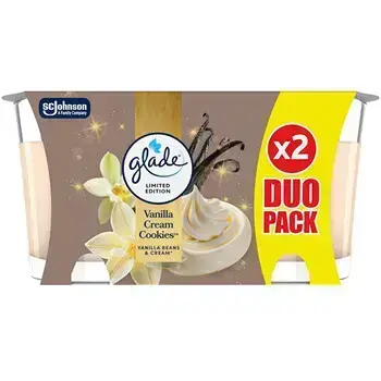 Glade Vanilla Cream Cookies aromātiskā svece, duets, 112,0 g