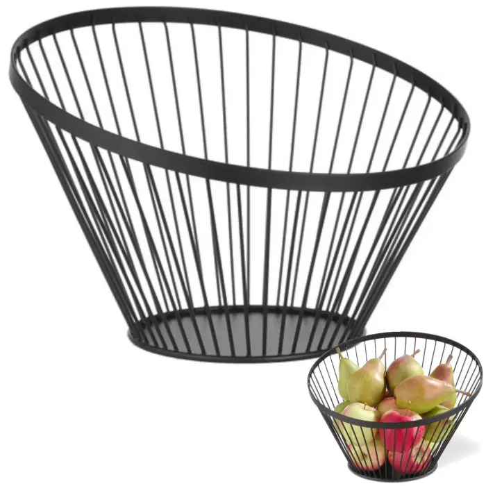 Hendi 427071 Black Wire Fruit Basket, matte finish, Ø 300 x 250 mm