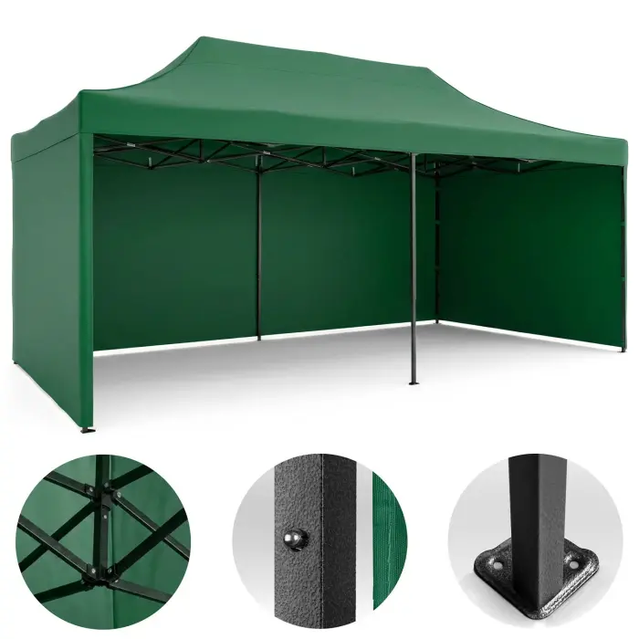 Plonos sodo paviljonas su 3 sienomis, 3 x 6m, žalias