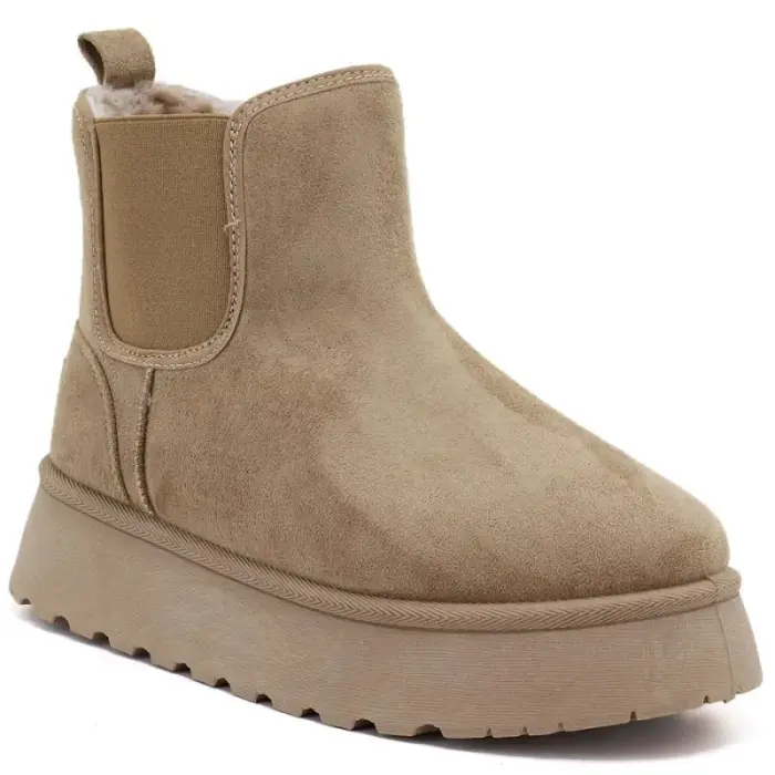 Waterproof Sieviešu ankle zābaki, snow zābaki, platform zābaki, beige, Big Star UU274173 - Buty: 38