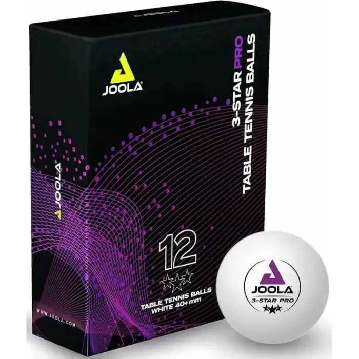 JOOLA PRO 3 STAR TABLE TENNIS BALLS 12 PCS WHITE
