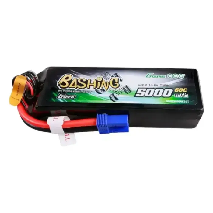 Gens ace G-Tech 5000mAh 14.8V 4S1P 60C LiPo Battery Pack with EC5 Plug – Bashing Series 150x42x118 mm