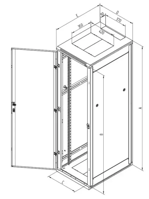 Triton Durvis pro 19" serveru skapis vienveida 15U/400mm odnímatelné boční kryty, zinek