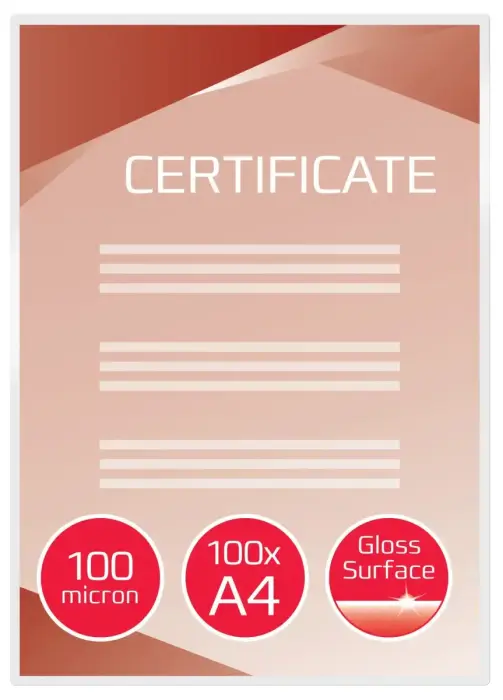 GBC Laminēšanas kabatas, A4, 216x303 mm, 100 mik., 100 gab/iepak.