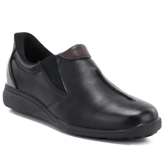 Black Women's leather wedge shoes M.Daszyński SFY2647-5 - Buty: 37