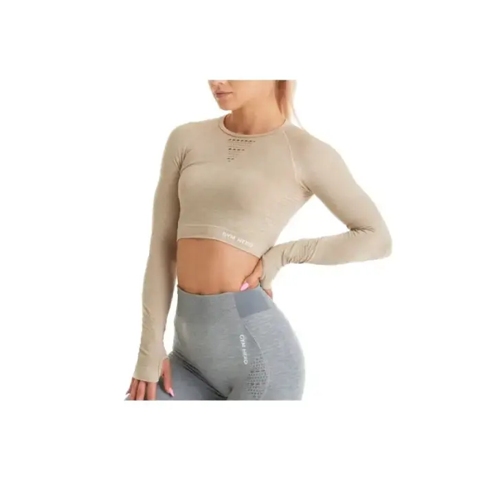 GymHero long-sleeve shirt LONG-SAND Beige M/L - rozmiar_EU: M/L
