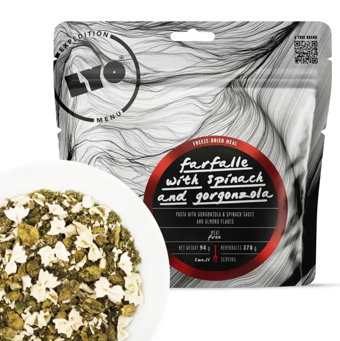 LyoFood Farfalle ar Gorgonzolas un Spinātu mērci - 370 g