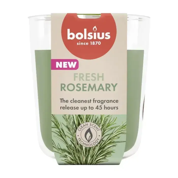 Bolsius True Scents Kvapi žvakė stiklinėje, Ø97x85mm, Rozmarinas