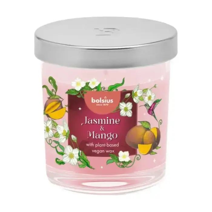 Floral Fusion Scented Candle in Glass Jar, Jasmine & Mango, Ø80x72mm