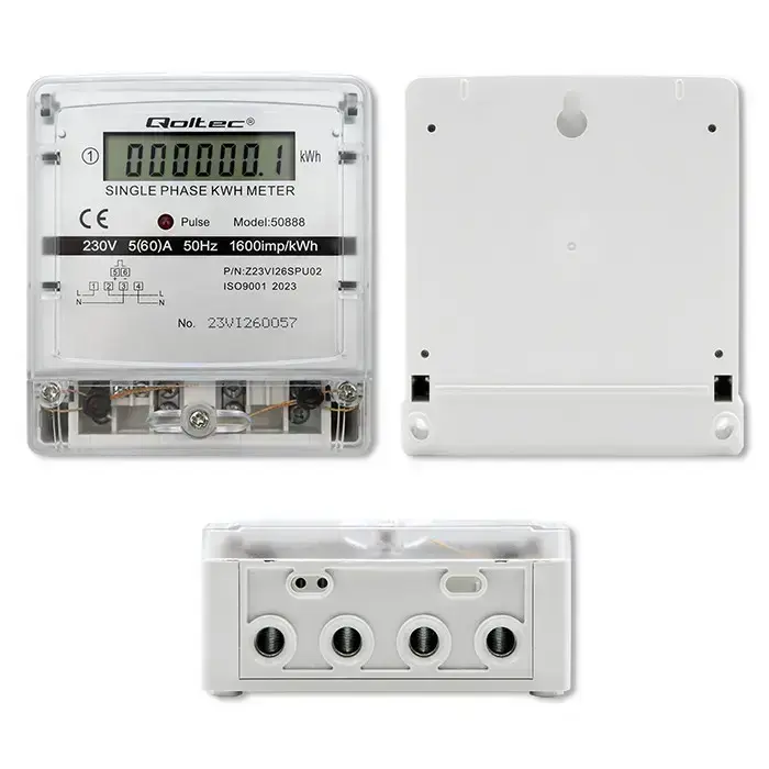 Qoltec Single-phase electronic meter | Energy consumption meter | 230V | LCD Photo