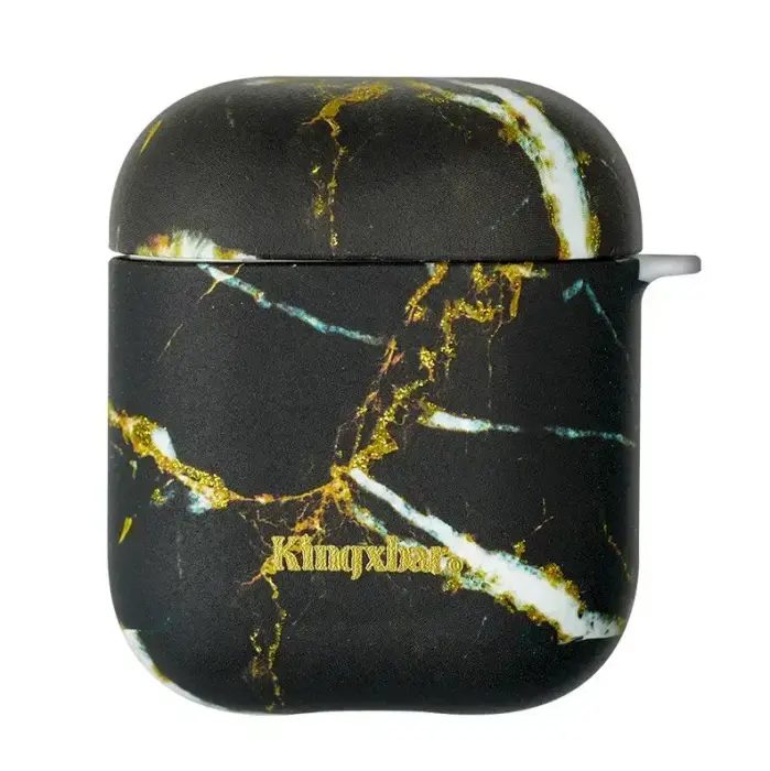 Kingxbar Marble silikona vāks Apple AirPods 1 / 2 Melns