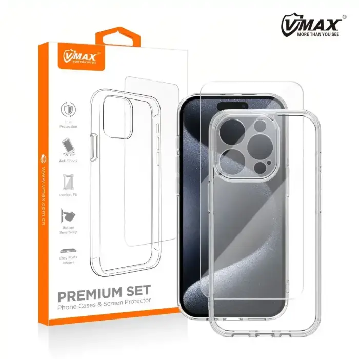 Vmax dėklas + 2.5D premium stiklo rinkinys iPhone SE 2024