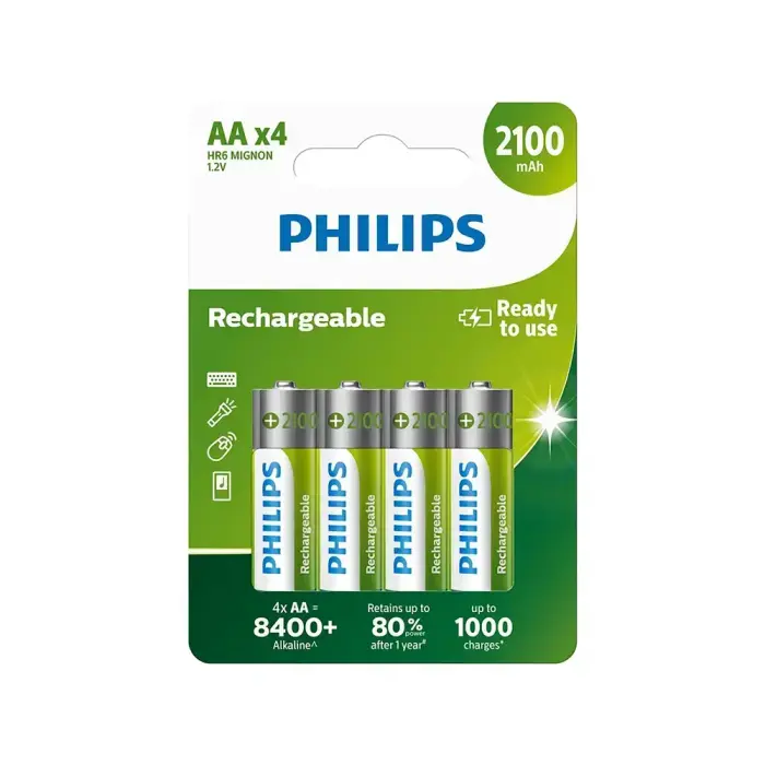 PHILIPS uzlādējamas AA NiMH 2100mAh baterijas