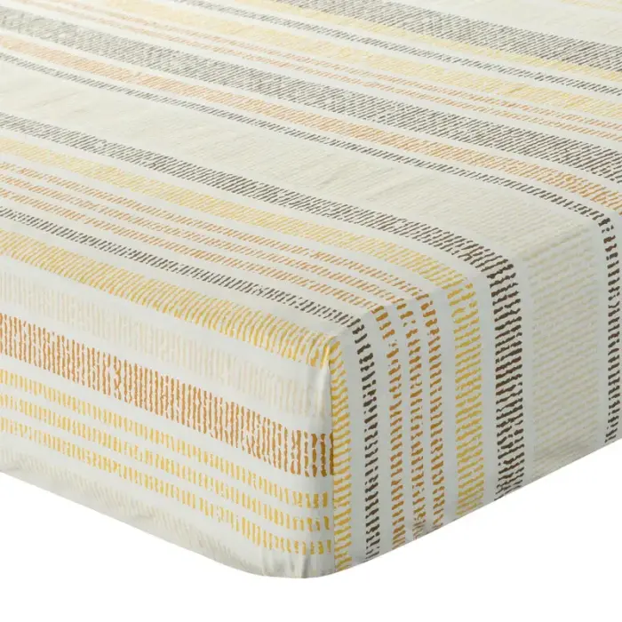 Wool sheet Print 2 Eurofirany 220x200 cm, mustard, fitted, striped