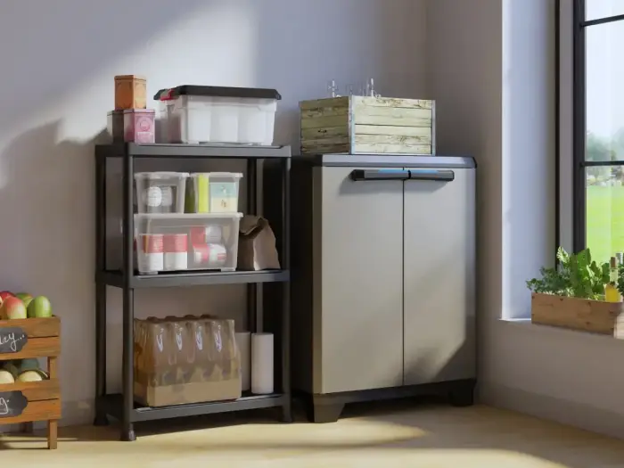 Spintelė Linear Base Cabinet, juoda/balta Photo