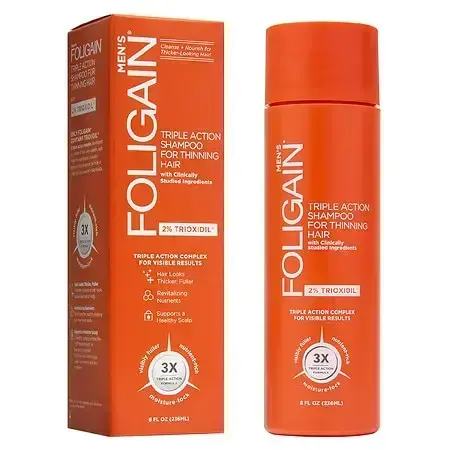 Foligain, Kolmekordse toimega šampoon meestele hõrenevatele juustele, 8 Oz