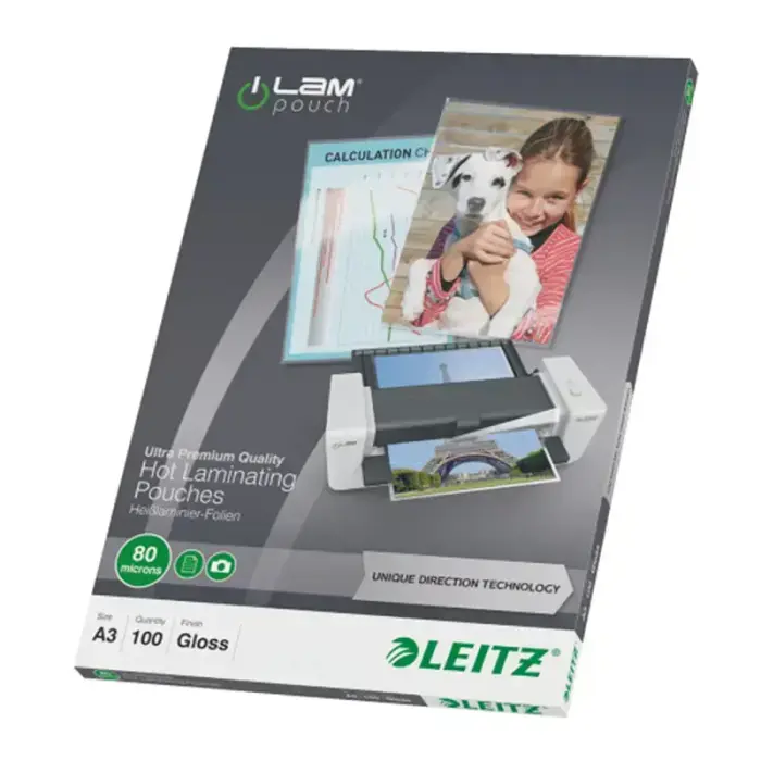Laminēšanas kabatiņas LEITZ, A3, 303x426 mm, 80 mikroni, UDT, 100 gab./iepakojumā