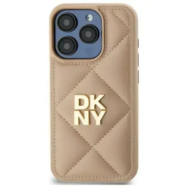 DKNY Quilted Stack Logo vāks iPhone 14 Pro, bēšs