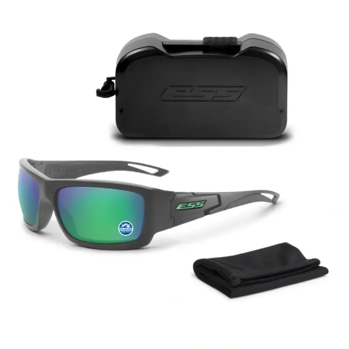 ESS ballistiskās saulesbrilles Credence Polarized – Matte Carbon – Mirrored Green – EE9015-18
