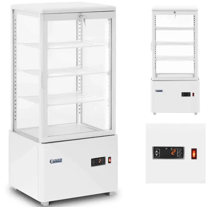 refrigerated display case ekspozycyjna przeszklona 4 poziomy 78 l - biała