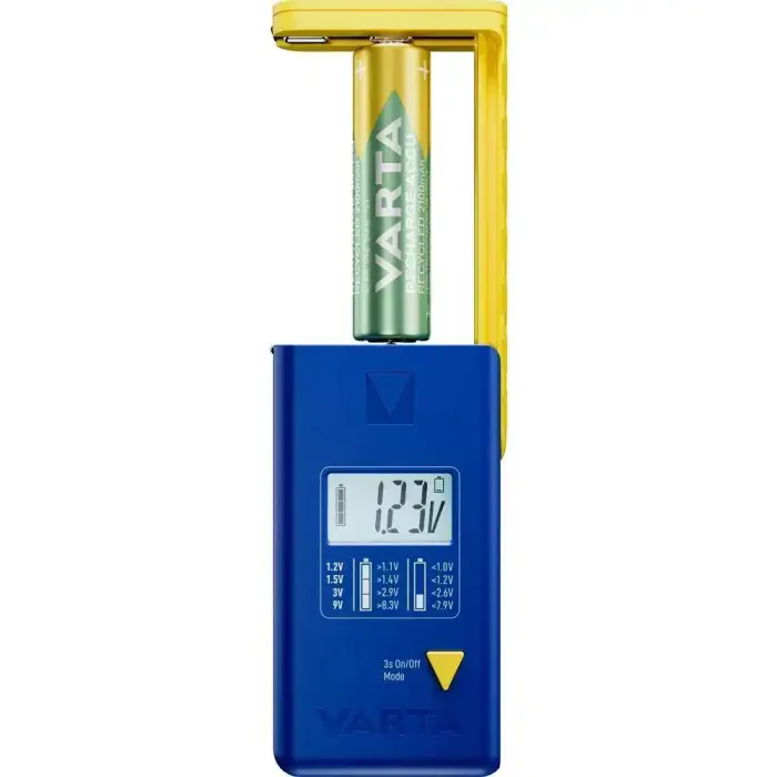 VARTA battery tester with digital display (AA, AAA, C, D, 9V, button) 893101111 blue