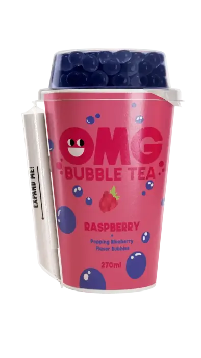 Tējas dzēriens OMG, Hibiska-aveņu garša ar melleņu boba, 0.27l