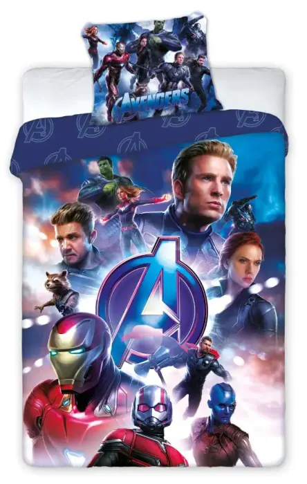 Kokvilnas gultas veļas komplekts 160x200 Avengers 0810 zils, spilvendrāna 70x80