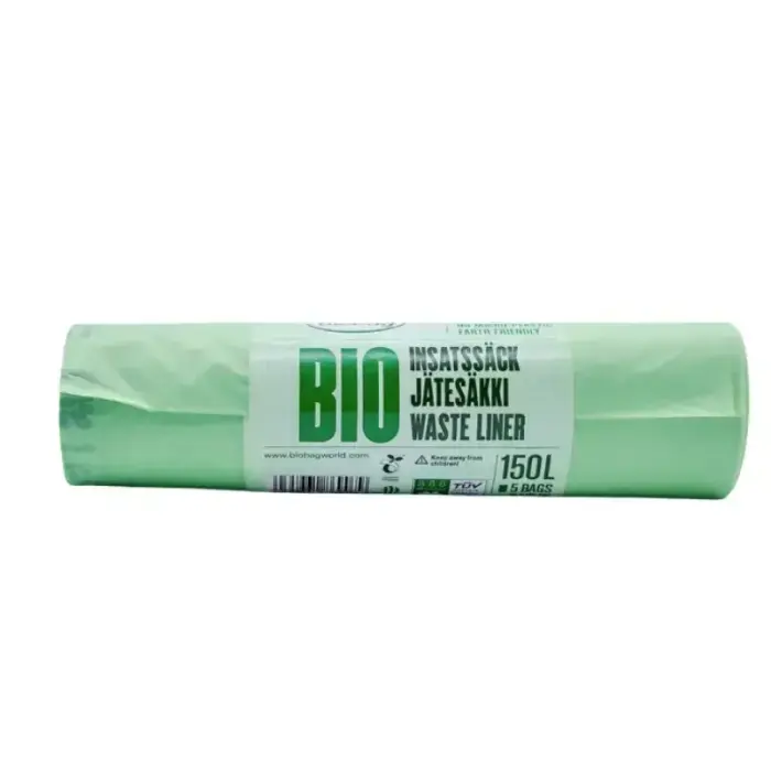 BioBag Kompostējamie atkritumu maisi 125/150L, 5 gab., 75x115 cm, Zaļi