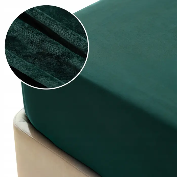 Fluffy Microfiber Fitted Sheet 200x200 cm, Bottle Green
