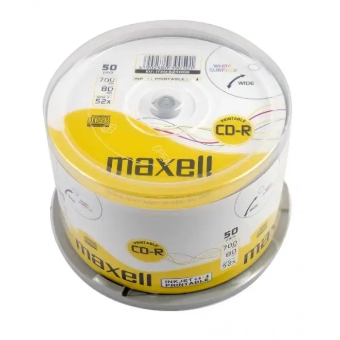 MAXELL CD-R 700MB, 50 шт. в упаковке шпиндель, скорость записи 52X, 80 мин