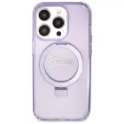 Guess Ring Stand Script Glitter MagSafe vāks iPhone 14 Pro, violets — Foto 3